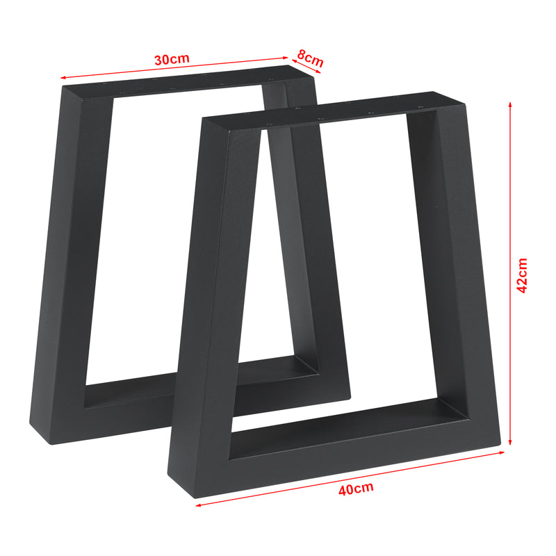 Croquis coté Lot de 2 pieds de table Marstal acier 42 x 40 cm noir [en.casa]