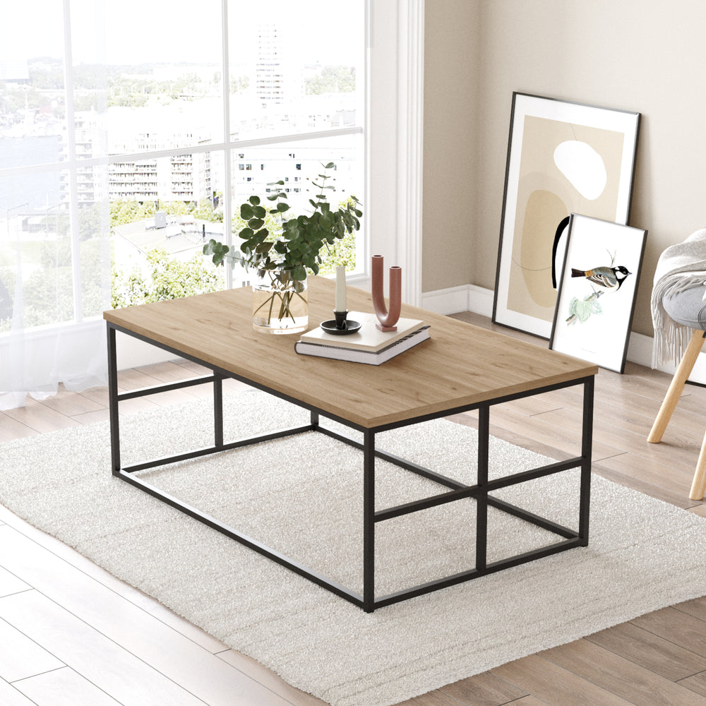 Salontafel Velendi 100x60x40 cm Eikenlook/Zwart [en.casa] - premiumXL