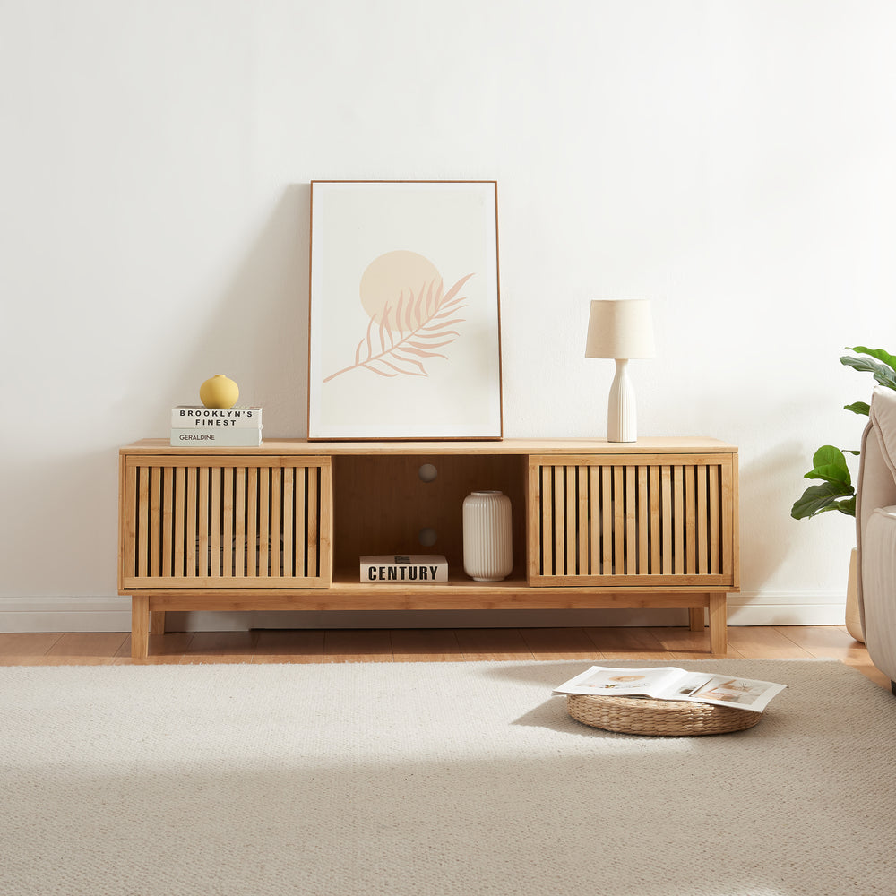 Tv-kast Ypäjä 150x42x50 cm Bamboe Natuur [en.casa] - premiumXL