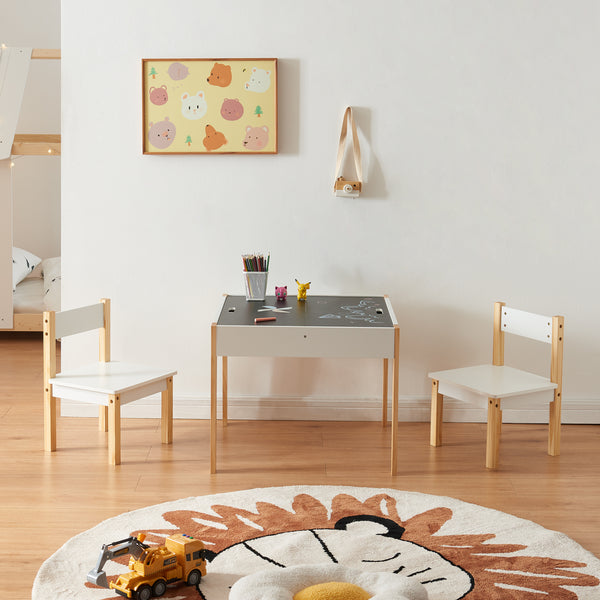 Ensemble de table et 2 chaises pour enfants Smedjebacken naturel blanc noir [en.casa]