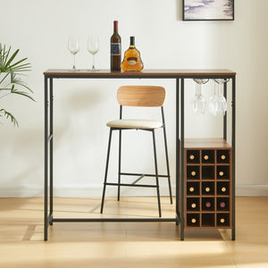 Table de bar Trøndelag 120 x 40 x 105 cm noir effet noyer [en.casa]