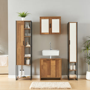 Ensemble de meubles de salle de bain 4 pièces Namsskogan effet noyer noir [en.casa]