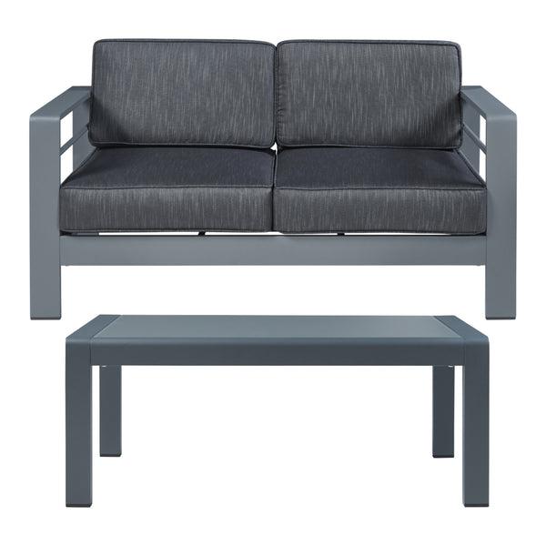 Tuinset Avise 2-delig tuintafel met tuinbank antraciet en donkergrijs casa.pro