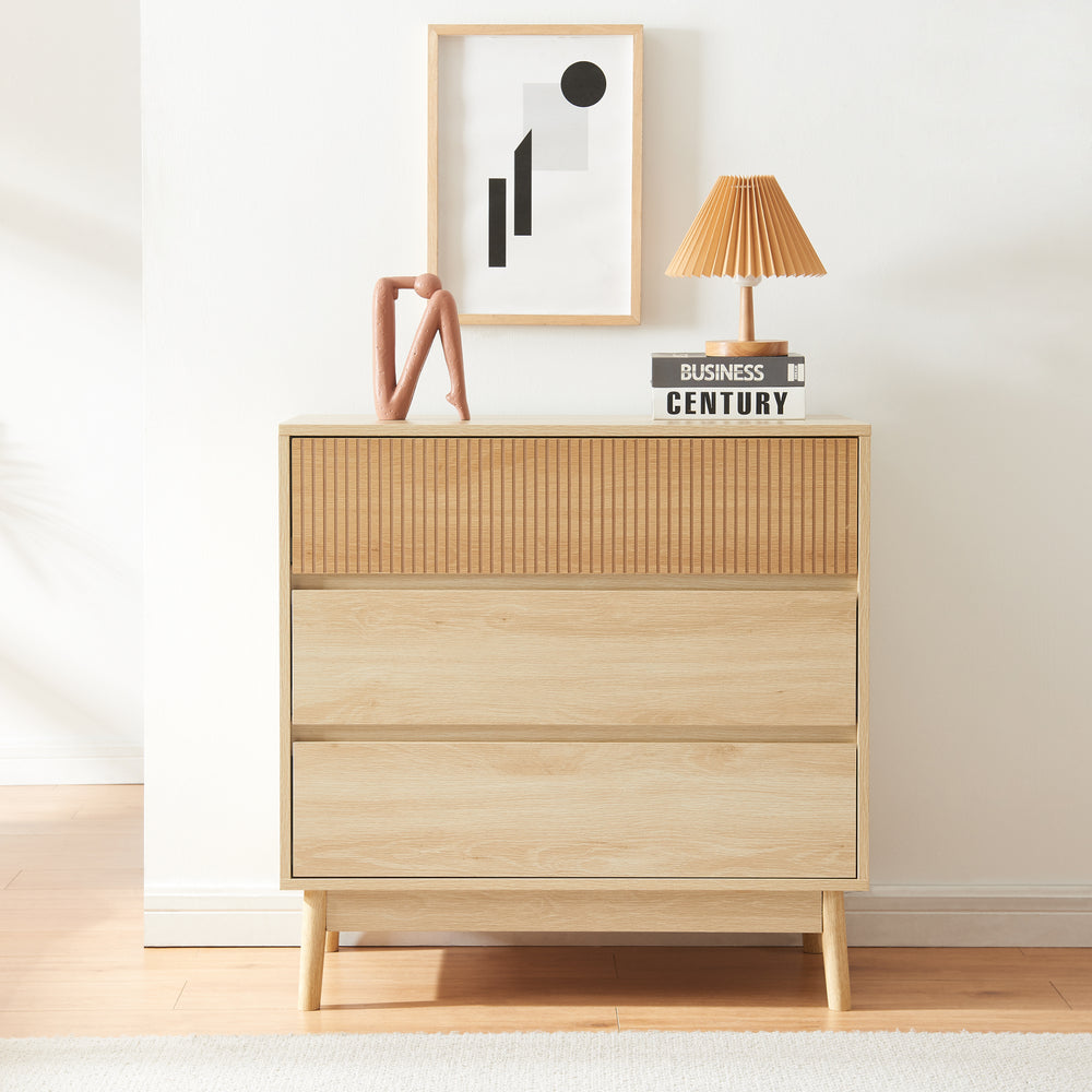 Kommode Landskrona 80x80x40 cm met 3 lades eikenlook [en.casa] - premiumXL