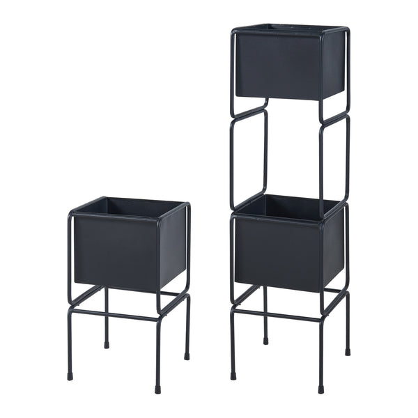 Ensemble de 2 porte-plantes Sveio noir [en.casa]