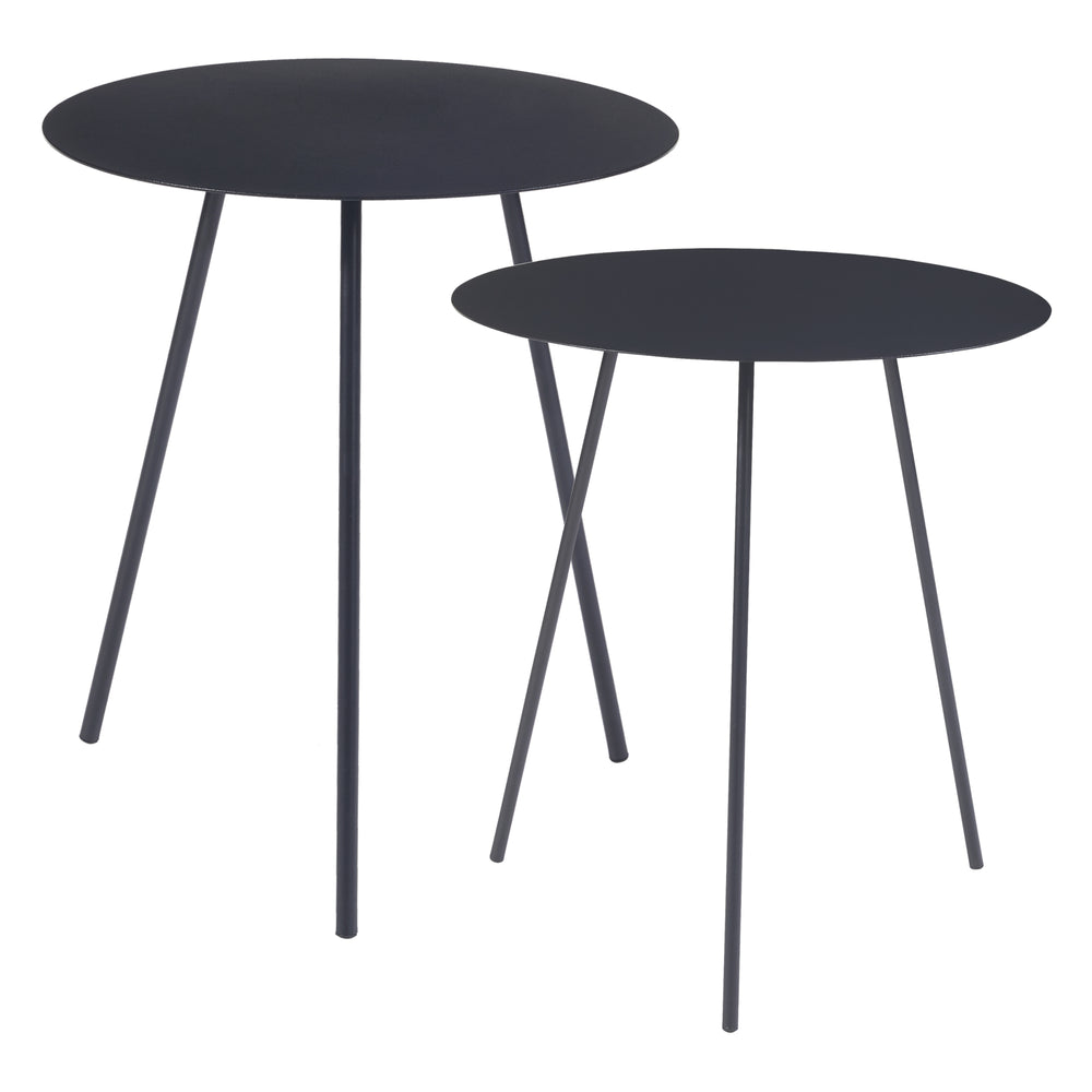 Bijzettafel Sula set van 2 zwart [en.casa]