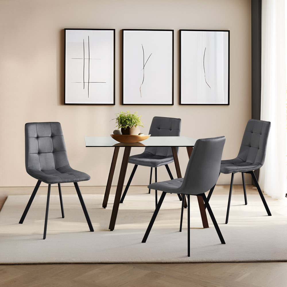 Chaise de salle à manger Lexnitz lot de 4 pieds carrés gris foncé [en.casa] - premiumXL