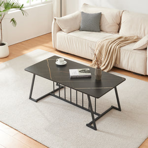 Table basse Nospoo acier aspect marbre noir [en.casa]

