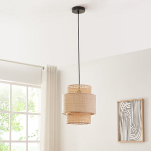 Hanglamp Biggar E27 fitting 170 cm hoog zwart en beige lux.pro