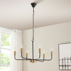Kroonluchter Bishop 6-lichts 153x62x62 cm zwart en messing lux.pro
