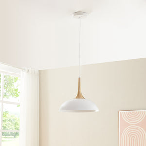 Hanglamp Blairgowrie E27 metalen lampenkap wit en messing lux.pro