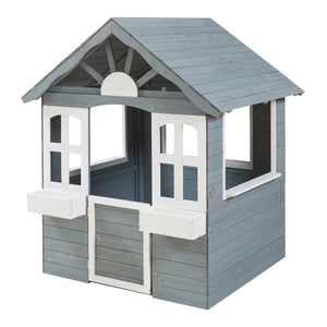 Cabane de jeu d'extérieur Vesa 138 x 120 x 102 cm bois de sapin gris blanc casa.pro
