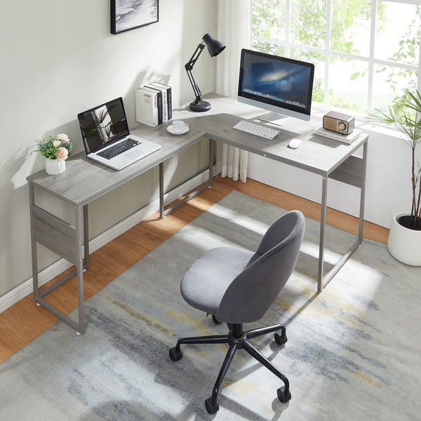 Bureau Karlstang 166 x 120 x 75 cm gris clair [en.casa] 