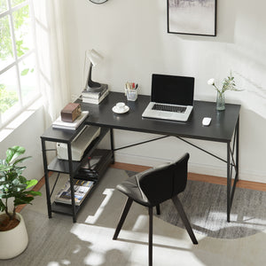 Bureau Raundsvalt zwart 137x88x75 cm [en.casa]