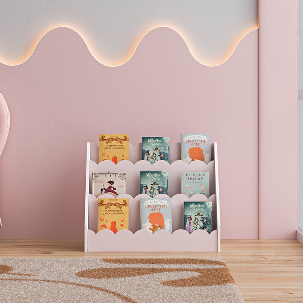 Kinderboekenkast Vestnes 48x61x30 cm roze en wit [en.casa]