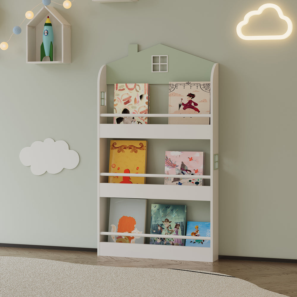 Kinderregal Vipsali 106x60x12 cm Mintgroen/Wit [en.casa] - premiumXL