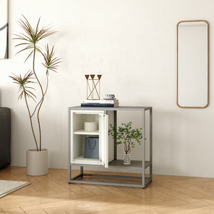 Buffet Burlöv acier 70 x 72 x 35 cm gris blanc [en.casa]