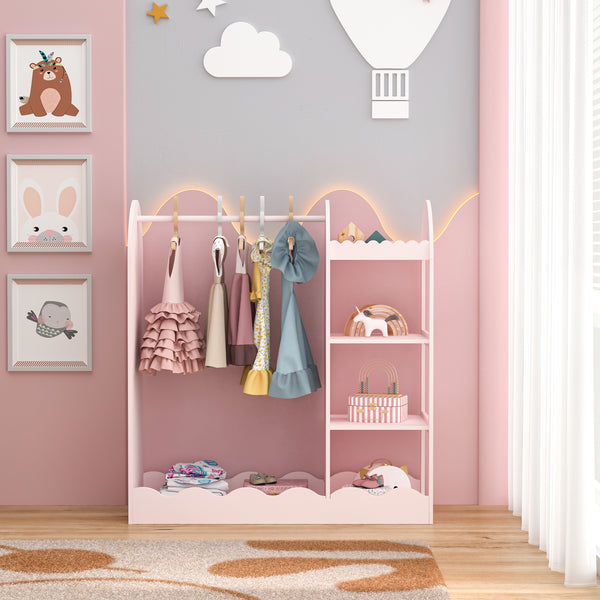 Portemanteau pour enfants Vestnes 100 x 94 x 38 cm rose [en.casa]