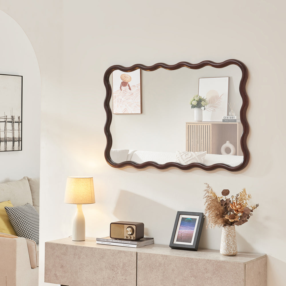 Wandspiegel Porloskid 90x60 cm Donkerbruin [en.casa] - premiumXL