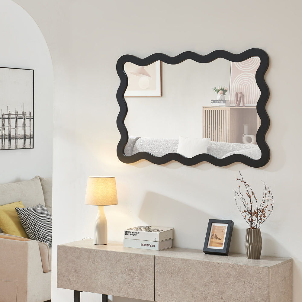 Wandspiegel Koster 90x60 cm Zwart [en.casa] - premiumXL