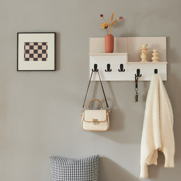 Wandkapstok Botaruvn 34x59x13 cm beige wit en zwart [en.casa]
