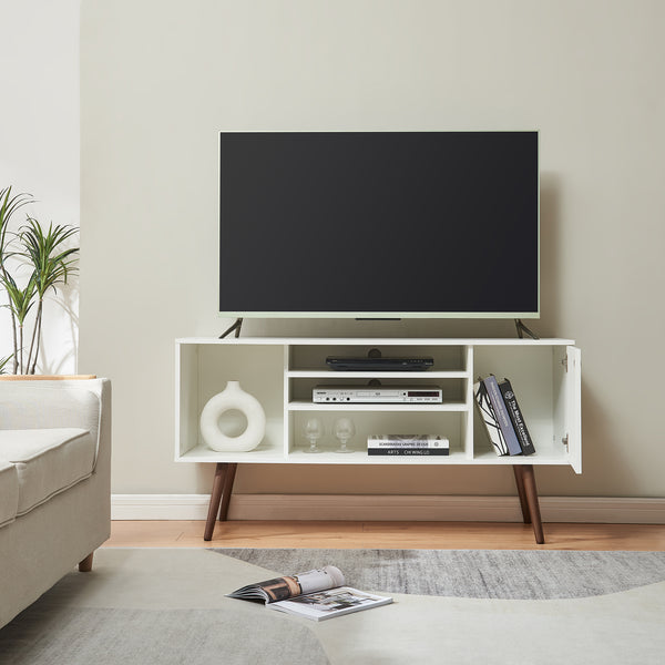 Meuble TV Vare 130 x 40 x 66 cm blanc [en.casa] 