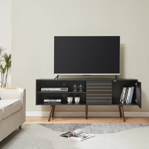 Tv meubel Vare 160x40x66 cm zwart en walnootkleurig [en.casa]