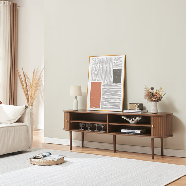 Meuble TV Mapia 166 x 40 x 55 cm effet noyer [en.casa]