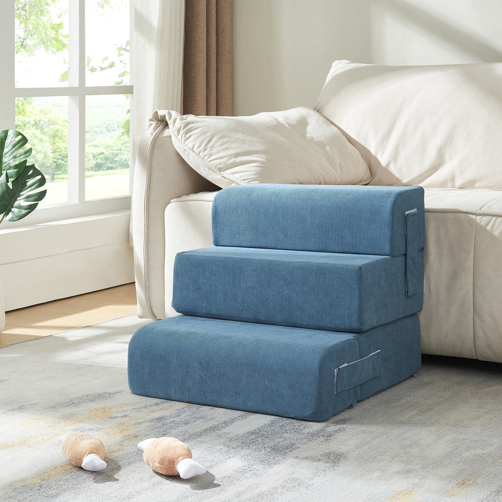 Haustiertreppe Joelerhatra 4 - tlg. 45x50x45 cm Cord Blauw [en.casa] - premiumXL