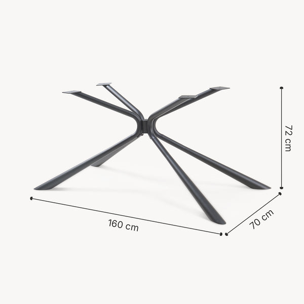 Piétement de table Havosanlurg acier laqué 160 x 70 x 72 cm noir [en.casa]
