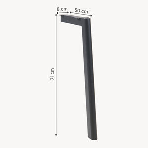 Lot de 4 pieds de table Hostang acier laqué 50 x 8 x 71 cm noir [en.casa]