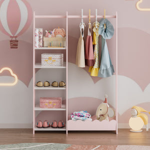 Portemanteau pour enfants Vestnes 114 x 77 x 30 cm rose / blanc [en.casa] 