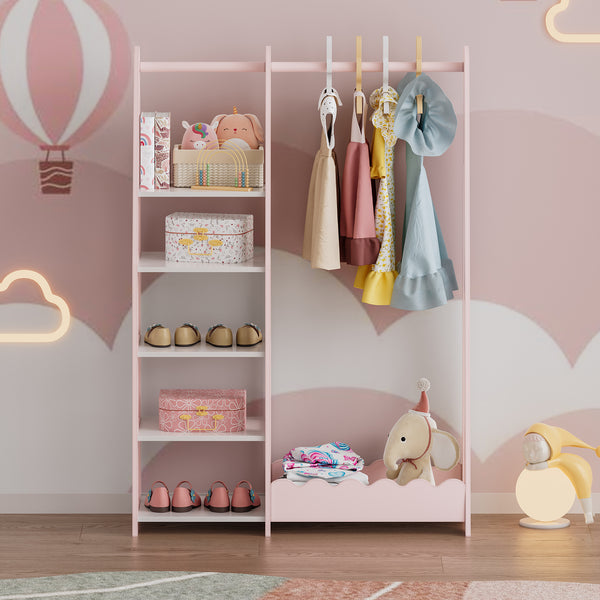 Portemanteau pour enfants Vestnes 114 x 77 x 30 cm rose / blanc [en.casa] 