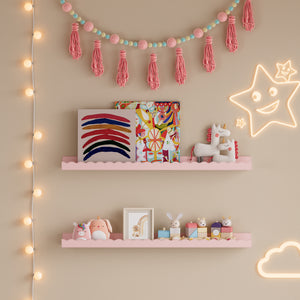 Set de 2 étagères murales pour enfants Vestnes 60 x 10 x 5 cm rose [en.casa]
