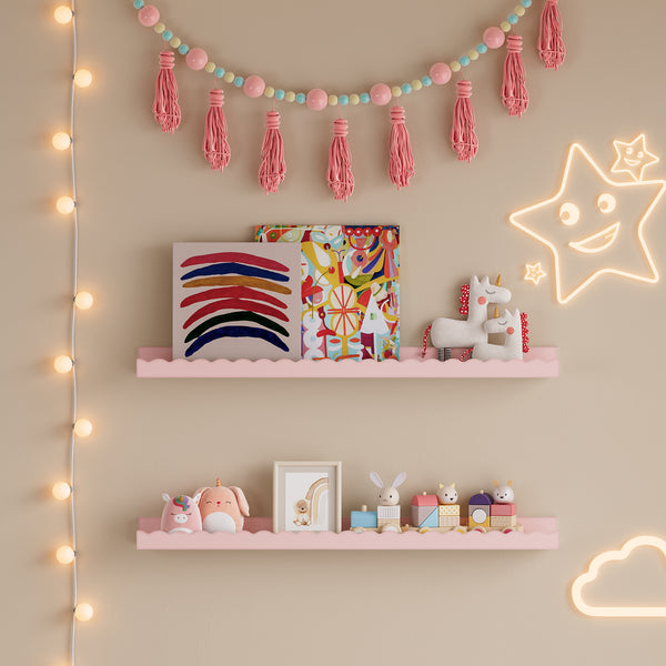 Set de 2 étagères murales pour enfants Vestnes 60 x 10 x 5 cm rose [en.casa]