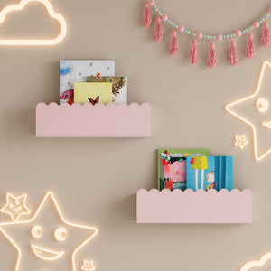 Set de 2 étagères murales pour enfants Vestnes 40 x 10 x 10 cm rose [en.casa