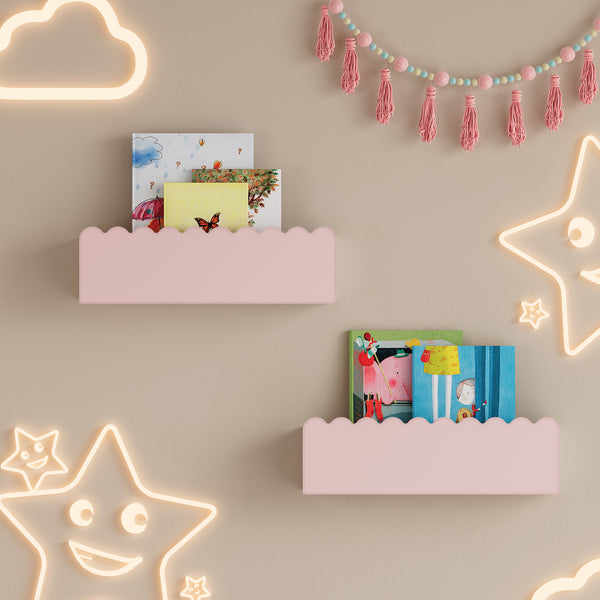 Set de 2 étagères murales pour enfants Vestnes 40 x 10 x 10 cm rose [en.casa