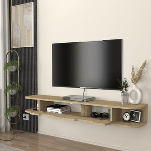 Meuble TV Karjali mural 150 x 30 x 19 cm effet chêne [en.casa] 