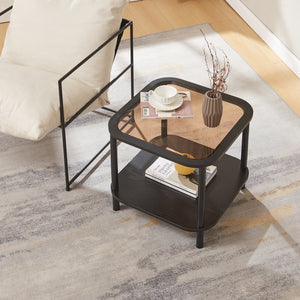 Salontafel Latama 51x51x45 cm zwart en brons [en.casa]