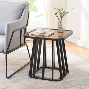 Table d'appoint Burgess 51 x 51 x 51 cm noir / effet noyer [en.casa] 