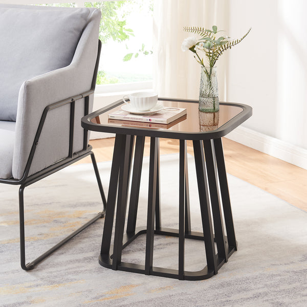 Table d'appoint Burgess 51 x 51 x 51 cm noir / effet noyer [en.casa] 