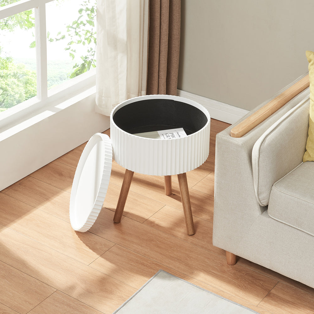 Beistelltisch Bongard met opbergruimte Ø38x48 cm Wit [en.casa] - premiumXL