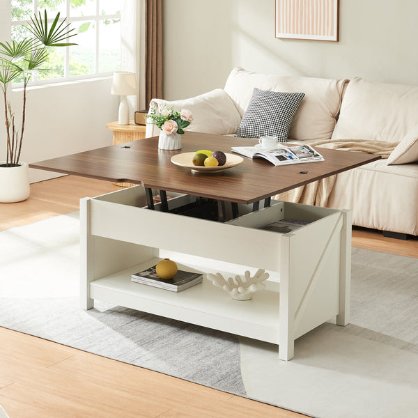 Table basse Kasama 110 x 55 x 54 cm effet noyer blanc [en.casa]