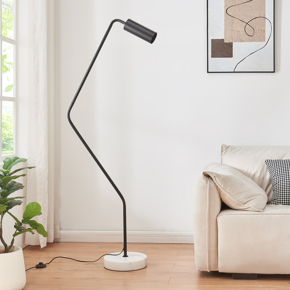 Staande lamp Vatka GU10 Metaal Zwart / Marmer, wit [lux.pro] - premiumXL
