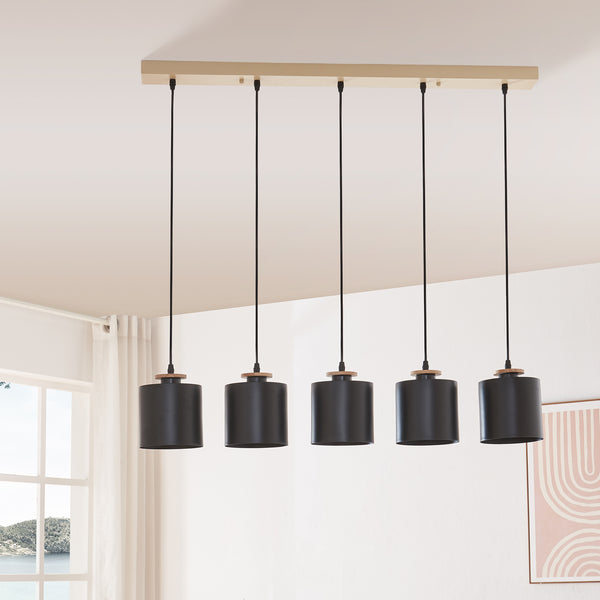 Suspension Posdand 5 x E27 40 W Hauteur max 130 cm noir [lux.pro]