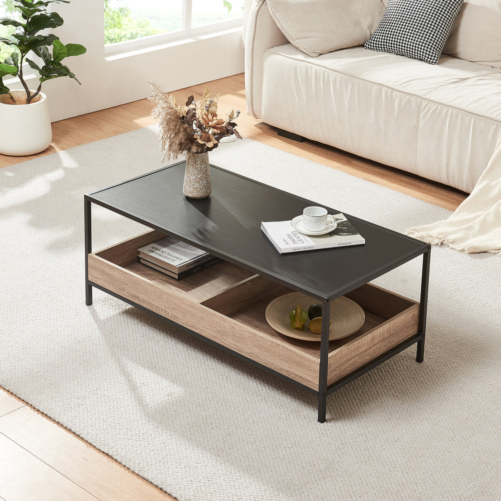 Table basse Belana 100x48x39 cm Noir/Aspect chêne [en.casa] - premiumXL