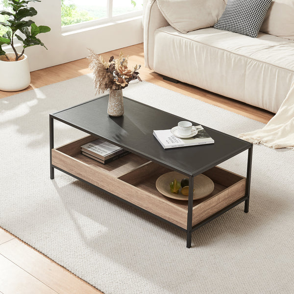 Table basse Belana 100 x 48 x 39 cm noir effet chêne [en.casa]
