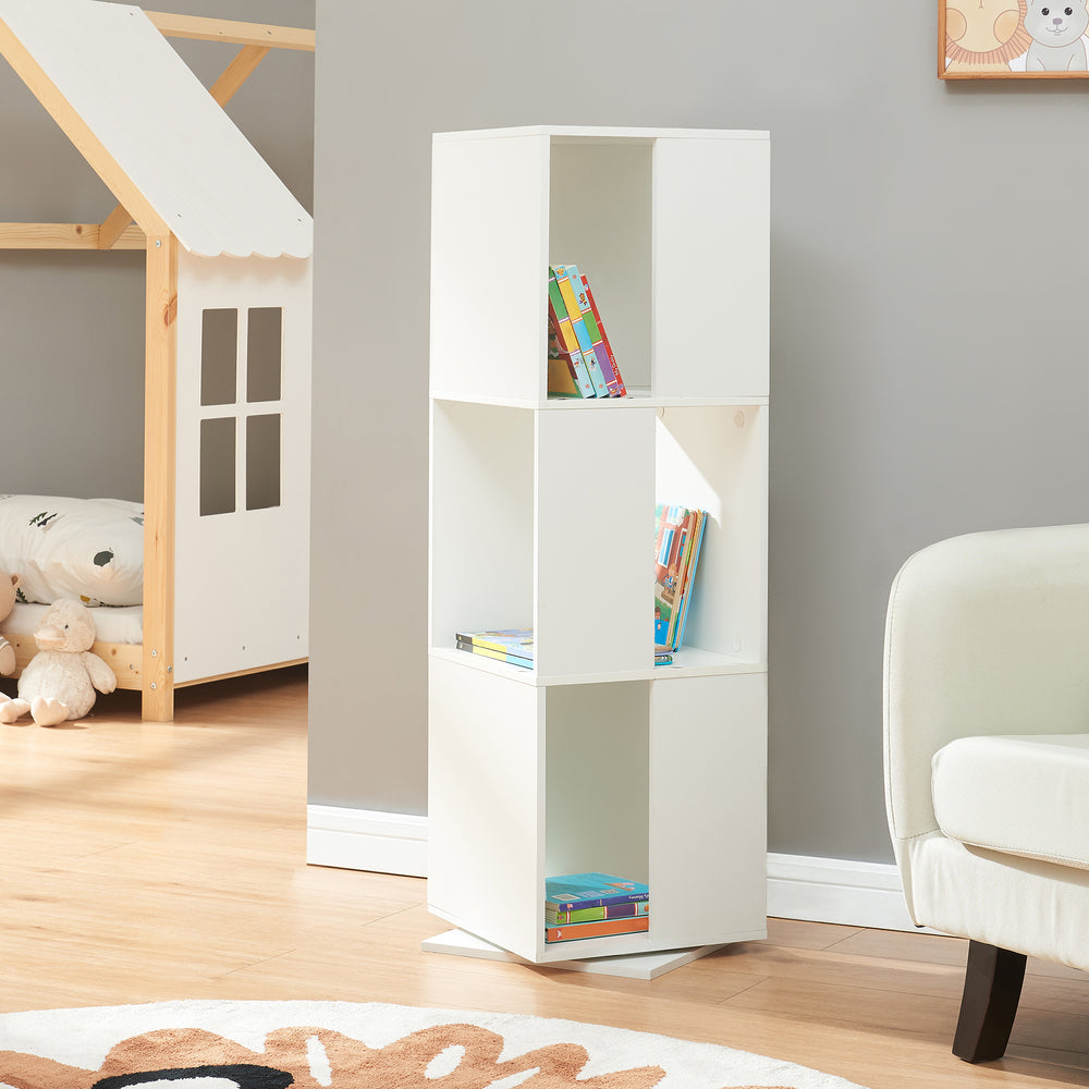 Étagère à livres pivotante Fjelmarirg 109x34x34 cm blanc [en.casa] - premiumXL