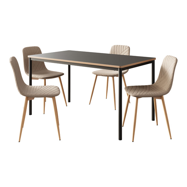 Eetkamerset tafel Lindesberg 140x80 cm met stoelen Köfering 5-delig [en.casa]