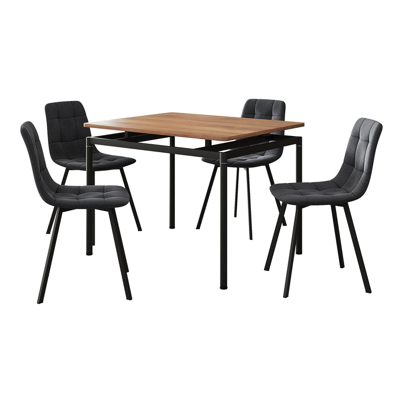 Maatschets Eetkamerset tafel Hemnes 100x60 cm met stoelen Lexnitz 5-delig [en.casa]